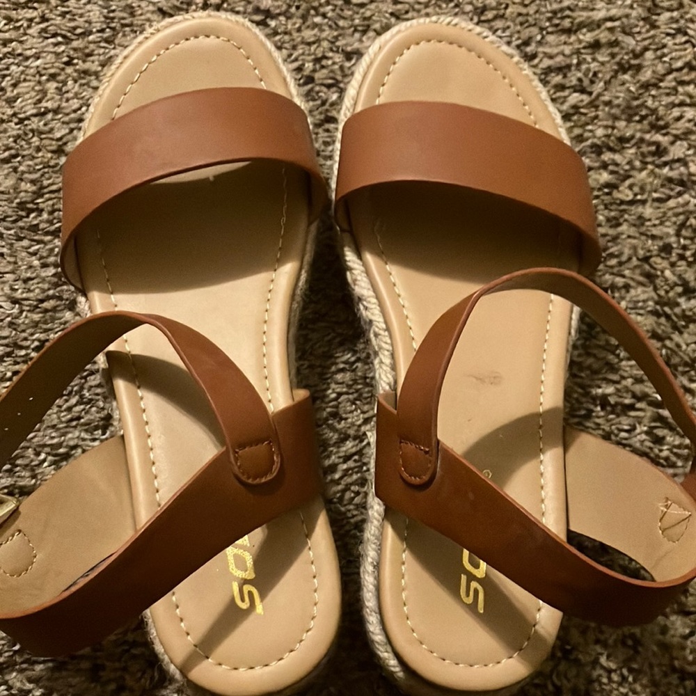 Soda clips platform espadrille wedge sandals